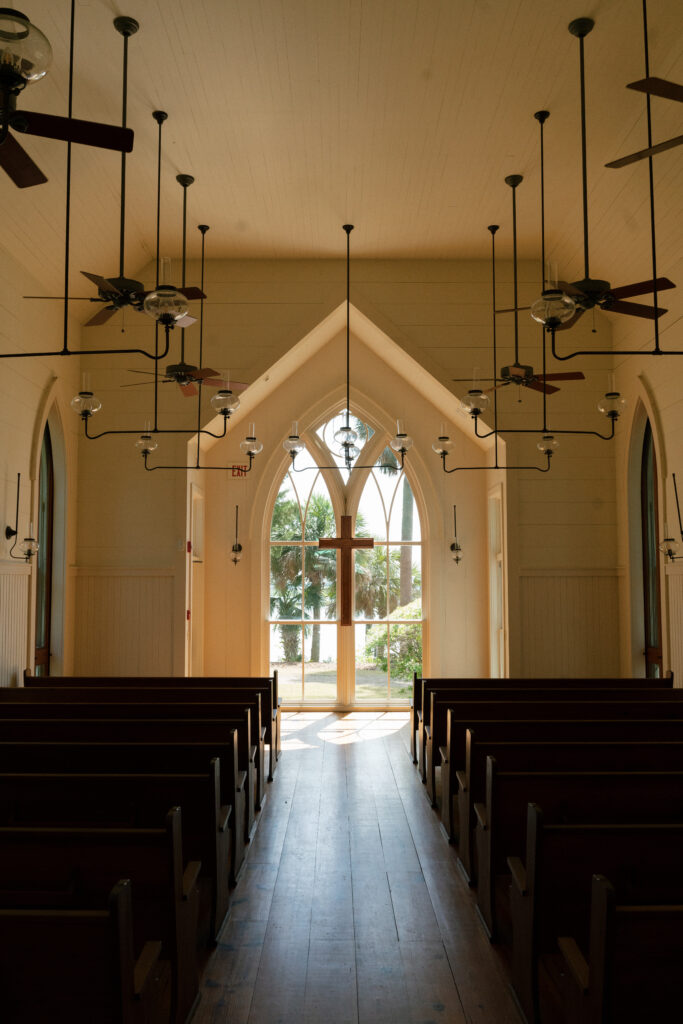 Interior view of Somerset Chapel filled with natural light